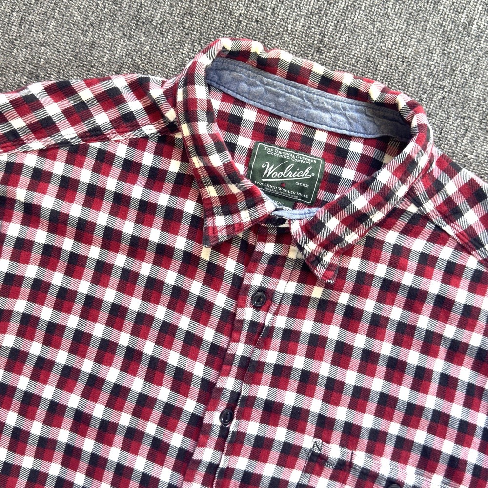 Woolrich Flannel Shirt Red Black Plaid Lumberjack Outdoor 100% Cotton Men's XXL
